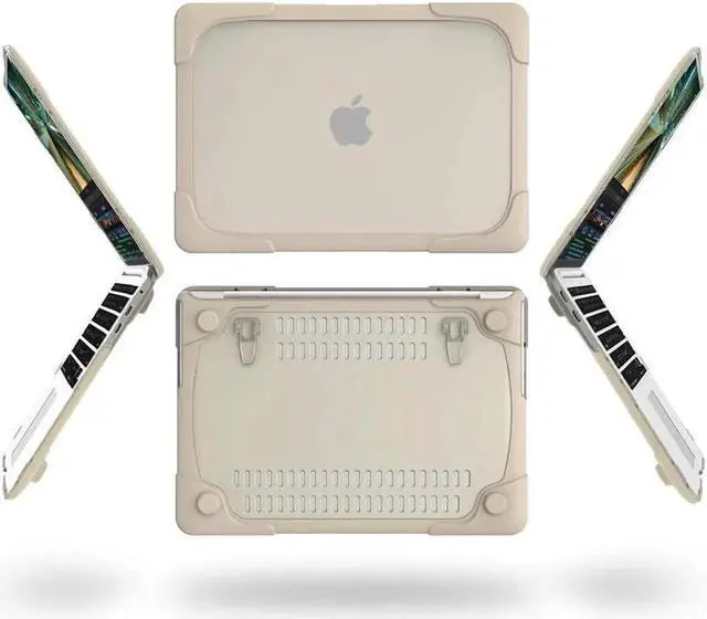 Alt view image 6 of 7 - Rubberized Protective Case with Foldable Stand & Keyboard Cover for Apple Macbook Pro 16 inch 2021 2020 2019 Model A2141 with Touch Bar and Touch ID Khaki