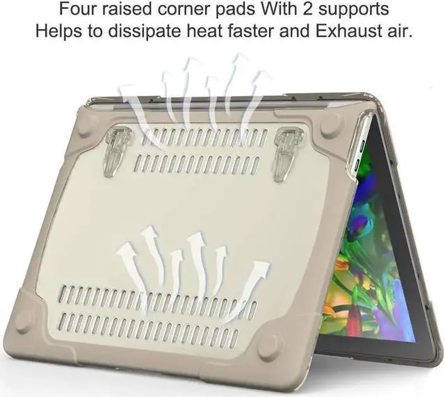 Alt view image 7 of 7 - Rubberized Protective Case with Foldable Stand & Keyboard Cover for Apple Macbook Pro 16 inch 2021 2020 2019 Model A2141 with Touch Bar and Touch ID Khaki