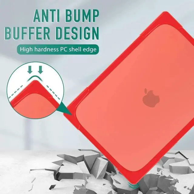 Alt view image 7 of 7 - Rubberized Protective Case with Foldable Stand & Keyboard Cover for Apple Macbook Pro 16 inch 2021 2020 2019 Model A2141 with Touch Bar and Touch ID Red