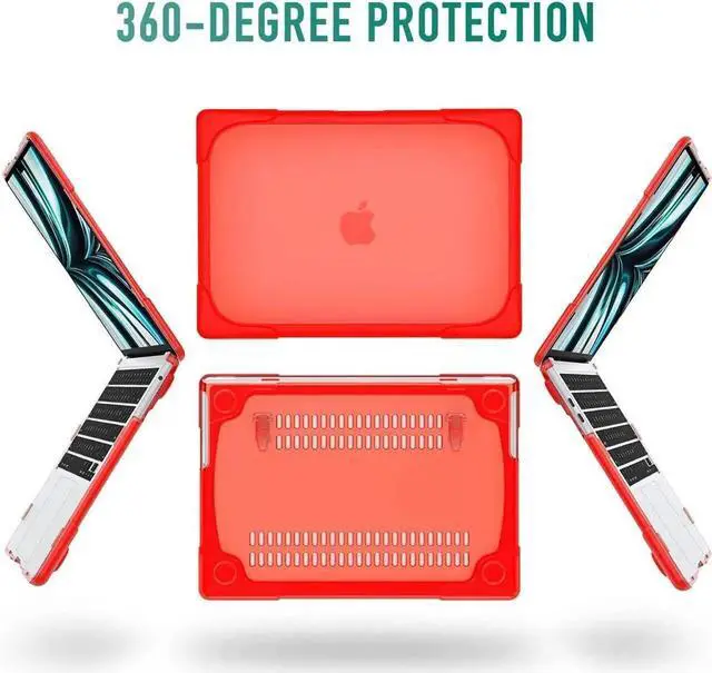 Alt view image 5 of 7 - Rubberized Protective Case with Foldable Stand & Keyboard Cover for Apple Macbook Pro 16 inch 2021 2020 2019 Model A2141 with Touch Bar and Touch ID Red