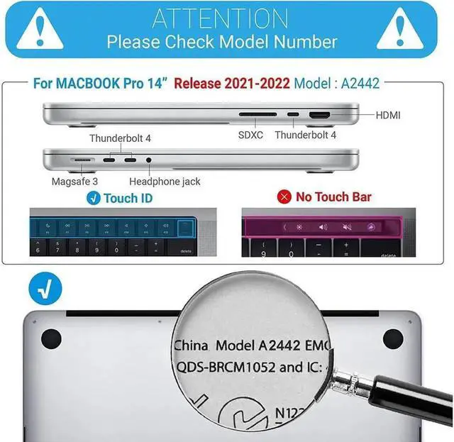Alt view image 4 of 7 - Compatible with MacBook Pro 14 inch Case 2023 2022 2021 Release M2 A2779 A2442 M1 Pro/Max Chip with Touch ID Hard Shell Case with Keyboard Cover