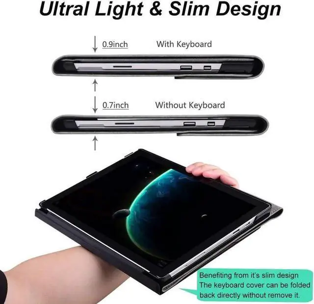 Alt view image 3 of 7 - Protective Case for Microsoft Surface Go 4 2023 / Surface Go 3 2021 / Surface Go 2 2020 / Surface Go 2018 - Multi-Angle Portfolio Business Cover with Pen Holder, Compatible with Type Cover Keyboard