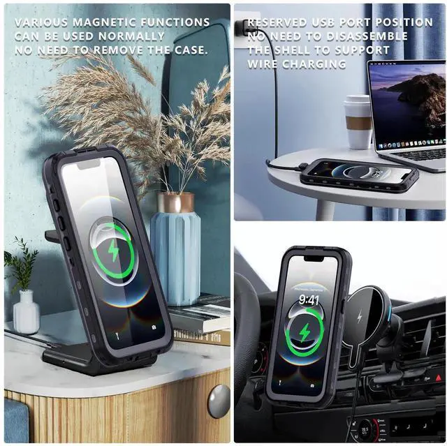 Alt view image 7 of 7 - Waterproof Case for iPhone 16e, Shockproof Dustproof Built-in Screen Protector, Full Body Sealed Heavy Duty Protective Cover for iPhone 16e 6.1 Inches Black