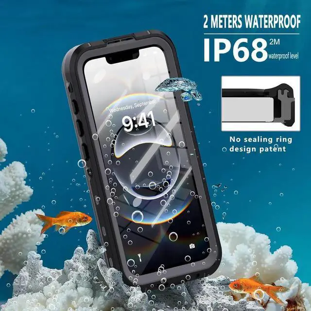 Alt view image 5 of 7 - Waterproof Case for iPhone 16e, Shockproof Dustproof Built-in Screen Protector, Full Body Sealed Heavy Duty Protective Cover for iPhone 16e 6.1 Inches Black