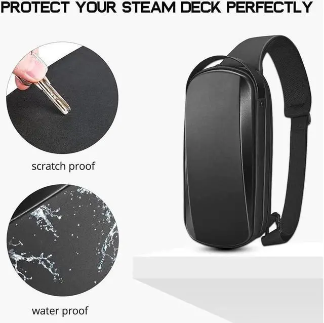 Alt view image 7 of 7 - Carrying Case for Steam Deck Console & Accessories Shockproof Hard Shell Protective Crossbody Shoulder Che Stand Backpack with Pockets for Travel Home