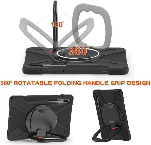 Alt view image 2 of 7 - For Galaxy Tab S6 10.5 Case Shockproof Protective Case with 360 Rotate Hand Strap/ Stand and for Samsung Galaxy Tab S6 10.5 Inch 2019 Release SM-T860/T865/T867