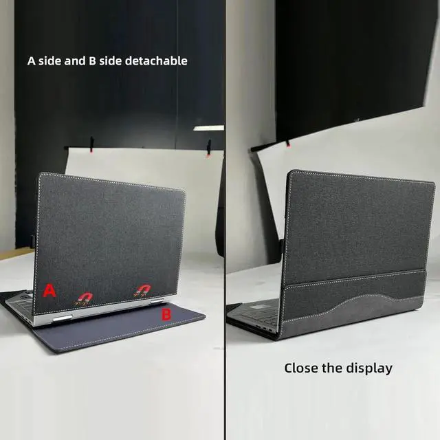 Alt view image 3 of 7 - Laptop Cover Case for 14 inch ASUS Zenbook 14X OLED Model UX5401 UX5401ZA UX5400 UX5400ZB UX5400ZF, PU Leather Laptop Case Wine Red