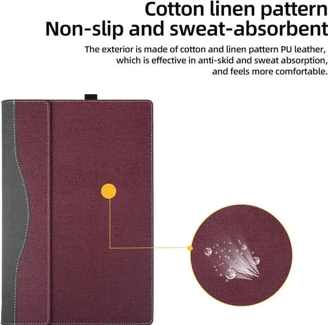 Alt view image 5 of 7 - Laptop Cover Case for 14 inch ASUS Zenbook 14X OLED Model UX5401 UX5401ZA UX5400 UX5400ZB UX5400ZF, PU Leather Laptop Case Wine Red