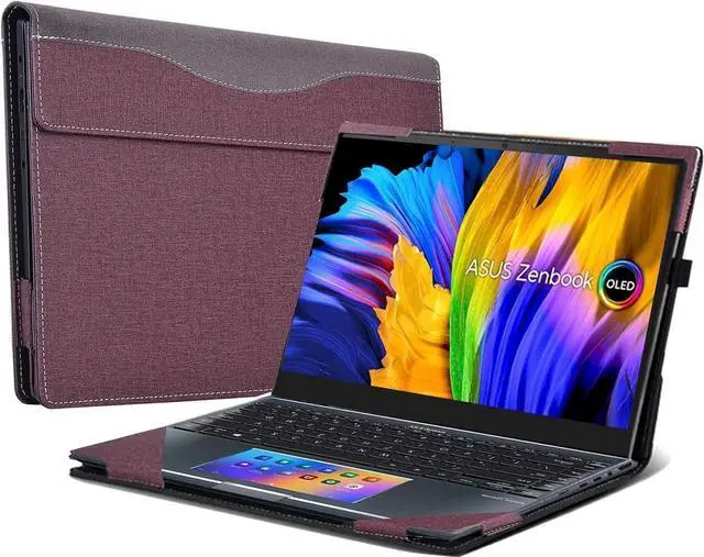 Main image of Laptop Cover Case for 14 inch ASUS Zenbook 14X OLED Model UX5401 UX5401ZA UX5400 UX5400ZB UX5400ZF, PU Leather Laptop Case Wine Red
