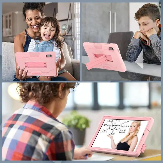 Alt view image 6 of 7 - Case for Lenovo Tab M9 9 inch 2023 TB-310FU with Kickstand, Heavy Duty Shockproof Protective Cover with , Pencil Holder, Stylus Pen Rose Gold