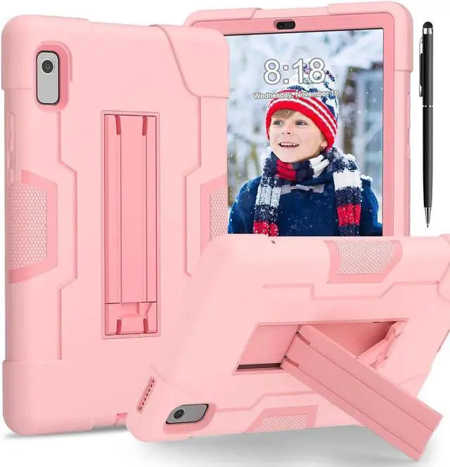 Main image of Case for Lenovo Tab M9 9 inch 2023 TB-310FU with Kickstand, Heavy Duty Shockproof Protective Cover with , Pencil Holder, Stylus Pen Rose Gold