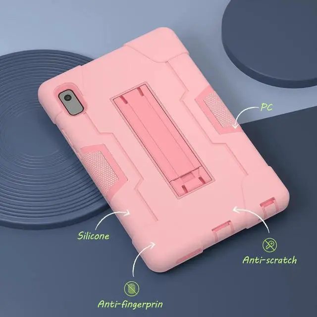 Alt view image 5 of 7 - Case for Lenovo Tab M9 9 inch 2023 TB-310FU with Kickstand, Heavy Duty Shockproof Protective Cover with , Pencil Holder, Stylus Pen Rose Gold