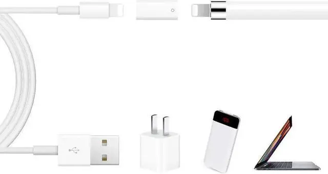 Alt view image 6 of 7 - 3 Pack iPencil Accessories for Apple Pencil 1st Generation, Stylus Pencil Tip + Magnetic Replacement Cap Top Cover + Charger Adapter for Apple Pen 1st Gen for iPad Pro 10.5" 12.9" 9.7" White