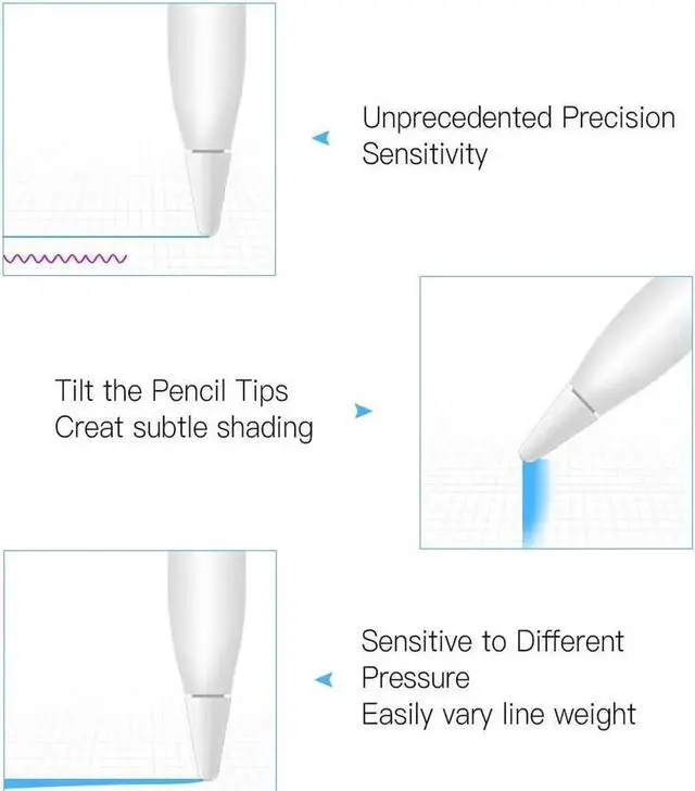 Alt view image 7 of 7 - 3 Pack iPencil Accessories for Apple Pencil 1st Generation, Stylus Pencil Tip + Magnetic Replacement Cap Top Cover + Charger Adapter for Apple Pen 1st Gen for iPad Pro 10.5" 12.9" 9.7" White