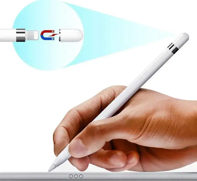 Alt view image 4 of 7 - 3 Pack iPencil Accessories for Apple Pencil 1st Generation, Stylus Pencil Tip + Magnetic Replacement Cap Top Cover + Charger Adapter for Apple Pen 1st Gen for iPad Pro 10.5" 12.9" 9.7" White