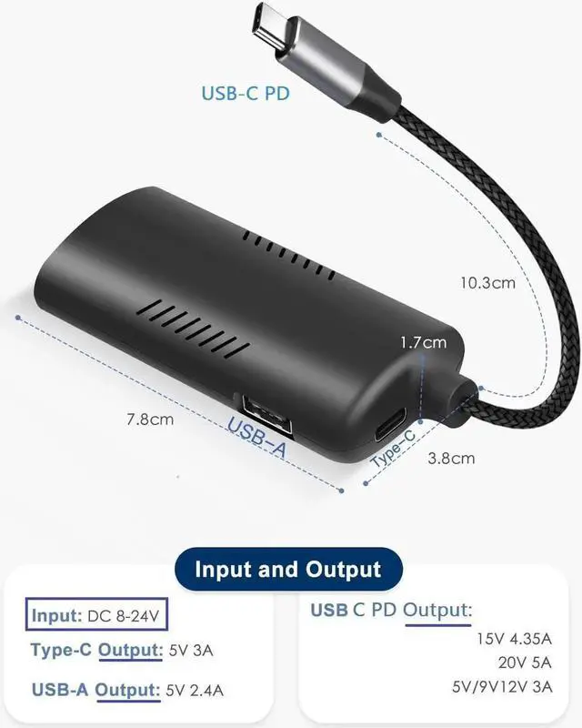 Alt view image 5 of 7 - 15W 65W 100W USB C Power Supply with Power Delivery PD for Tablets Laptops, DC to 15W 65W 100W PD USB Type C Adapter, 3-in-1 Power Adapter