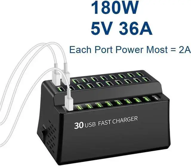 Alt view image 2 of 7 - USB Charging Standation 30 Ports 180W USB Charger Desktop USB Wall Charger Rapid ChargerMultiple USB Charging Standation for iPhone iPad Samsung Galaxy Smart Phone Kindle More