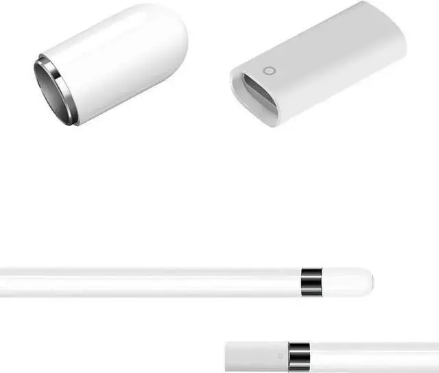 Alt view image 3 of 7 - For iPencil Charging Adapter and Magnetic Replacement Cap Compatible with Apple Pencil 1st Gen for iPad Pro 2022 9 8 7 6 Generation, iPad Pro 9.7 10.5 12.9 inch Air 3rd Mini 5th White