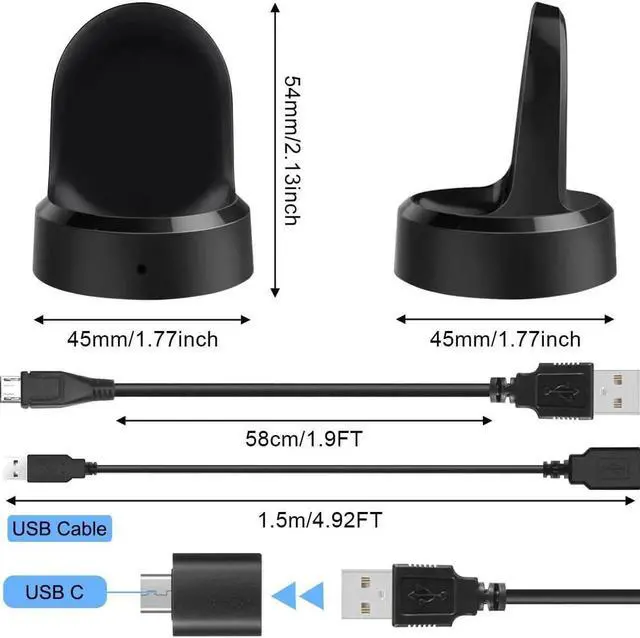 Alt view image 3 of 7 - Charger for Samsung Gear S2 S3, Charger Cradle Dock Stand Holder USB Charging Cable for Gear S2 S3 Classic Smart Watch, Replacement Watch Charger