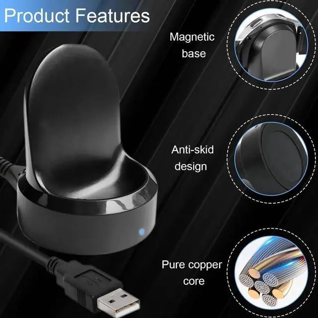 Alt view image 5 of 7 - Charger for Samsung Gear S2 S3, Charger Cradle Dock Stand Holder USB Charging Cable for Gear S2 S3 Classic Smart Watch, Replacement Watch Charger