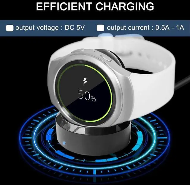 Alt view image 2 of 7 - Charger for Samsung Gear S2 S3, Charger Cradle Dock Stand Holder USB Charging Cable for Gear S2 S3 Classic Smart Watch, Replacement Watch Charger