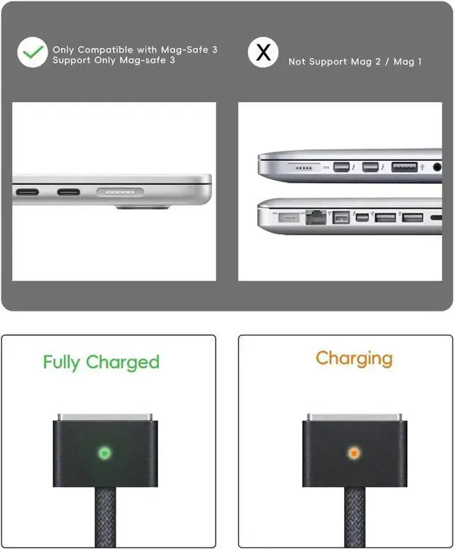 Alt view image 7 of 7 - 140W USB-C to Magnetic 3 Cable (2 m/6.6 ft), USB C Fast Charging Cable Compatible with MacBook Air (15''/13'' M3 2024, M2 2023/2022),MacBook Pro (16"/14" M2 Pro & Max 2023, M1 Pro & Max 2021)