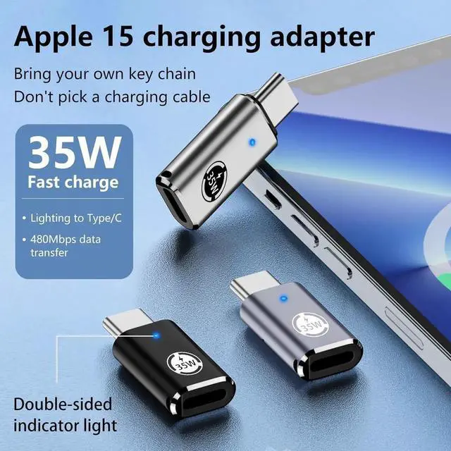 Alt view image 5 of 6 - 2 Pack USB C Charging Adapter for iPhone 15 Series, Lighting (Female) to USB C (Male) Adapter, 35W PD USB Type C Converter for Galaxy S24 Ultra S23 Fe S22+, Z Flip 5, and More Type C Devices