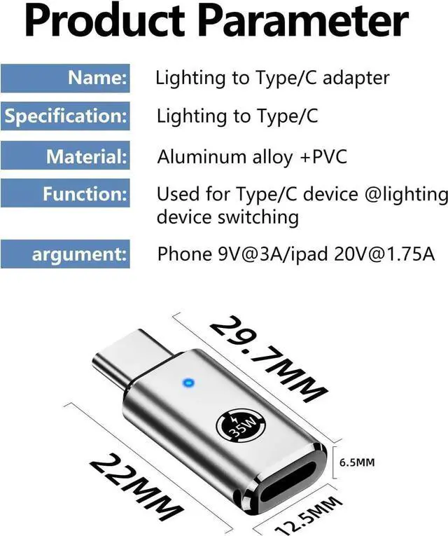 Alt view image 3 of 6 - 2 Pack USB C Charging Adapter for iPhone 15 Series, Lighting (Female) to USB C (Male) Adapter, 35W PD USB Type C Converter for Galaxy S24 Ultra S23 Fe S22+, Z Flip 5, and More Type C Devices