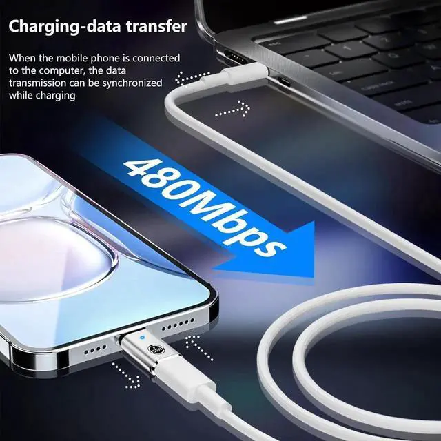 Alt view image 6 of 6 - 2 Pack USB C Charging Adapter for iPhone 15 Series, Lighting (Female) to USB C (Male) Adapter, 35W PD USB Type C Converter for Galaxy S24 Ultra S23 Fe S22+, Z Flip 5, and More Type C Devices