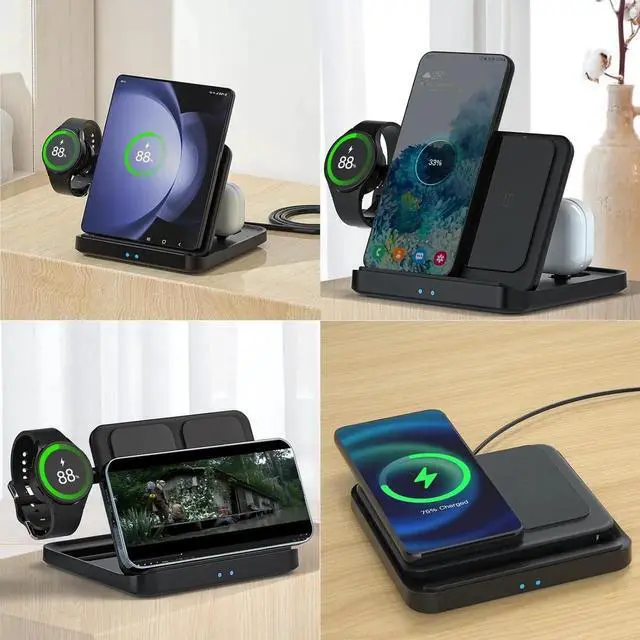 Alt view image 6 of 7 - Wireless Charger Station for Samsung Z Fold 6 / 5, 3 In 1 Foldable Fast Wireless Charging Stand Dock for Samsung Galaxy Z Fold4/Flip 6/5/, Wireless Charger for Watch 6/6 Classic, Buds 2