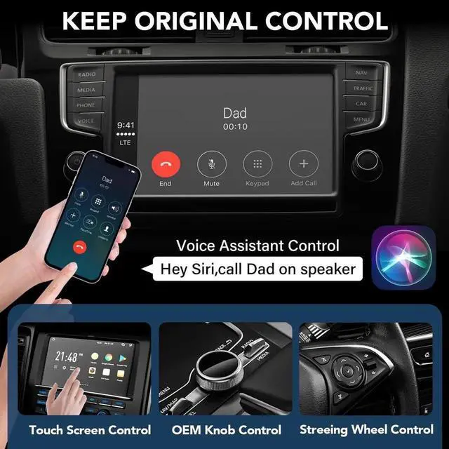 Alt view image 6 of 7 - Wireless Carplay Adapter for Factory Wired CarPlay Apple Carplay Wireless Adapter Plug & Play Wired to Wireless CarPlay Dongle 2024 Update Low Latency
