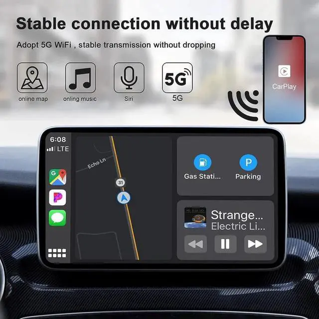 Alt view image 4 of 7 - Wireless CarPlay Adapter for iPhone, Upgrade Apple CarPlay Dongle for Car's Original Wired CarPlay, Convert Factory Wired to Wireless CarPlay, for Cars from 2015 & iPhone iOS 10+ Black