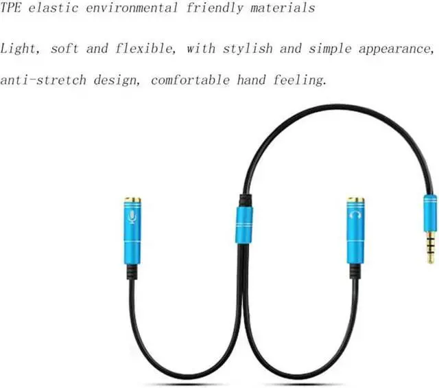 Alt view image 3 of 6 - 1Pcs 3.5mm Jack Video Audio Cable Headphone+Mic Audio Splitter Male to Female Aux Extension Adapter Cable Cord for Computer PC 17 cm
