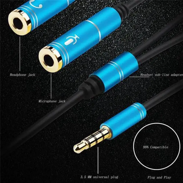 Alt view image 2 of 6 - 1Pcs 3.5mm Jack Video Audio Cable Headphone+Mic Audio Splitter Male to Female Aux Extension Adapter Cable Cord for Computer PC 17 cm