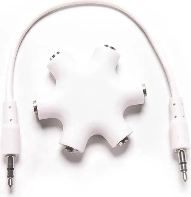 Main image of 1Pcs 3.5mm 6 Way Ports Male to 2 3 4 5 Female Audio Earphone Jack Splitter Adapter HUB 8 inch Cord Cable 1PC