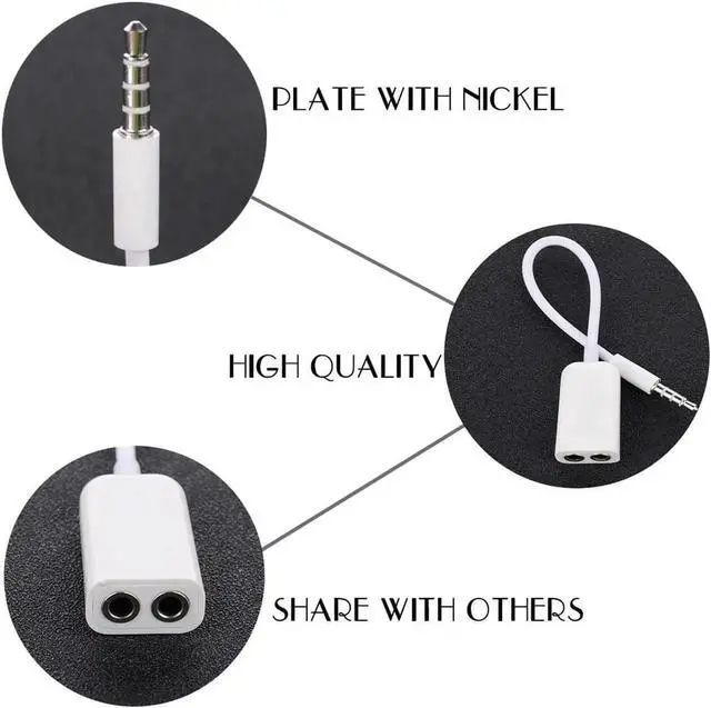 Main image of 1Pcs 1 Male to 2 Female 3.5 Jack Aux Audio Cable Headphone Splitter for iPhone iPad iPod Laptop MP3 Audio Splitter Cable Adapter Jack