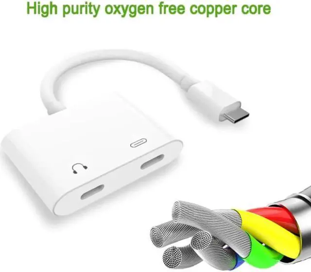 Alt view image 3 of 6 - 1Pcs 2 in 1 Dual Type C Jack Adapter PD Fast Charging Charger USB Type C Plug Headphone Earphone Aux Audio Cable Splitter Converter