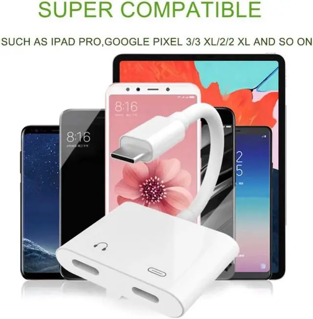 Alt view image 6 of 6 - 1Pcs 2 in 1 Dual Type C Jack Adapter PD Fast Charging Charger USB Type C Plug Headphone Earphone Aux Audio Cable Splitter Converter