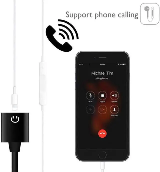 Alt view image 2 of 6 - 1Pcs 2 in 1 Audio Charging Cable for iPhone Splitter Fast Charging Audio Call Converter Extension Cable Adapter Aux Cord