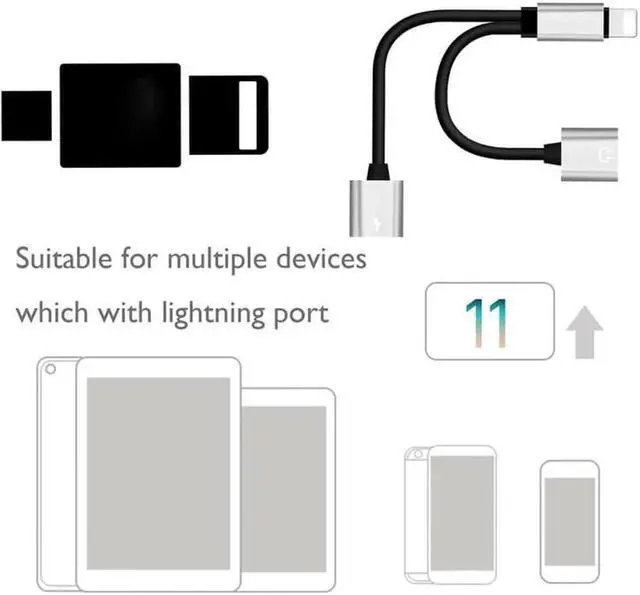 Alt view image 4 of 6 - 1Pcs 2 in 1 Audio Charging Cable for iPhone Splitter Fast Charging Audio Call Converter Extension Cable Adapter Aux Cord