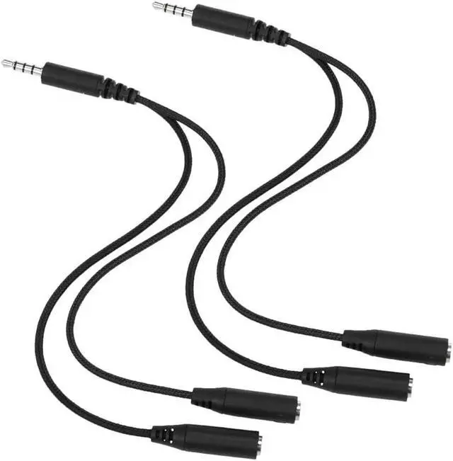 Main image of 2PCS Audio cable 3.5mm Audio Y Splitter Cable Headset Audio Microphone Adapter 2 Female to 1 Male for Phone Tablet PC Laptop