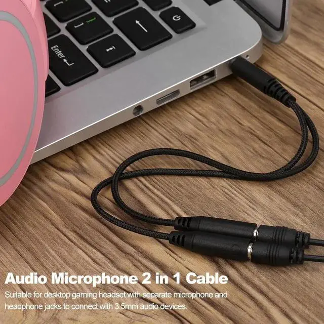 Alt view image 5 of 6 - 2PCS Audio cable 3.5mm Audio Y Splitter Cable Headset Audio Microphone Adapter 2 Female to 1 Male for Phone Tablet PC Laptop