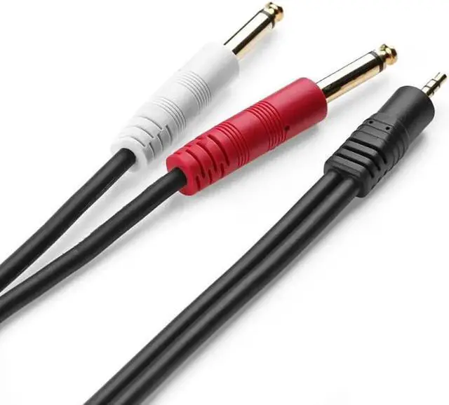 Alt view image 3 of 5 - 1Pcs Gold Plated 3.5mm Jack to Dual 6.35mm Male to Male Splitter Adapter Audio Cable Wire for Mixer Amplifier Speaker Audio Cable 4.92ft