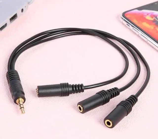 Alt view image 3 of 6 - 1Pcs 3.5mm 3 Pole Plug to 3 Way Stereo Audio Headphone Splitter Adapter Cable PVC Gold plated Plug AUX Audio Output Y Cable Lead