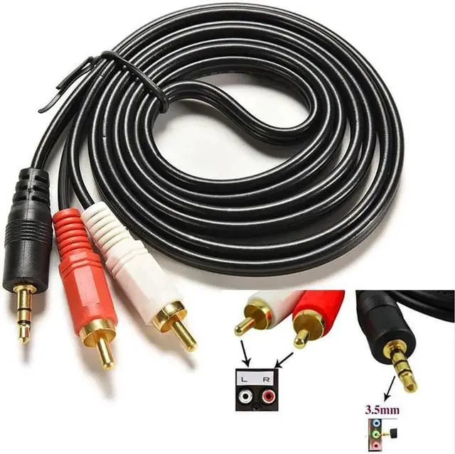 Main image of 1Pcs 1.5m 5 ft Y 3.5mm Audio Jack Plug 1 Male to Male Dual 2 RCA Jack Adapter Cable Stereo PC Audio Splitter