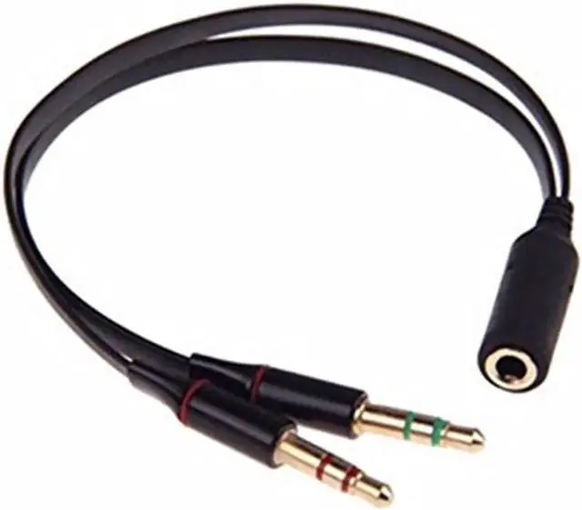 Alt view image 6 of 6 - 1Pcs 3.5mm Stereo Audio Y Splitter 2 Jack Male to 1 Female Headphone Mic Audio Adapter Extension Cable for Computer Headset Phone --black