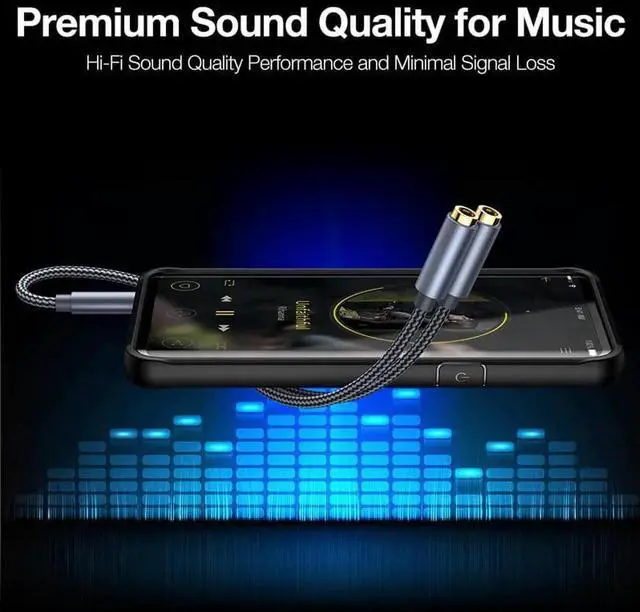 Alt view image 7 of 7 - 1Pcs Headphone Splitter Audio Cable 3.5mm Male to 2Female Audio Splitter Cord Nylon Braided Stereo Y Splitter for iPhone, Samsu