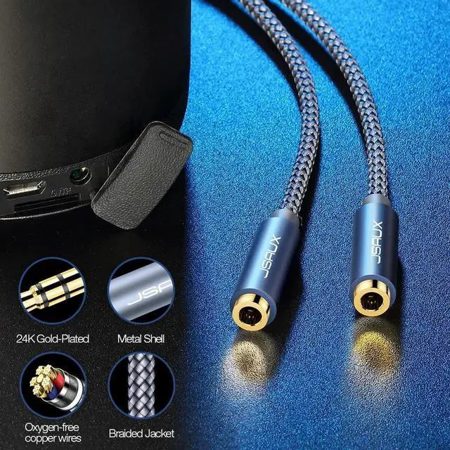 Alt view image 5 of 7 - 1Pcs Headphone Splitter Audio Cable 3.5mm Male to 2Female Audio Splitter Cord Nylon Braided Stereo Y Splitter for iPhone, Samsu