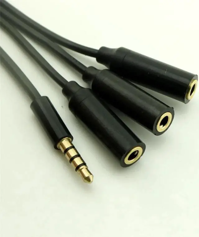 Alt view image 6 of 6 - 1Pcs 3.5mm TRRS 4 Pole Male Plug to 3x 1/8" 3.5mm Stereo 4 Pole Female Audio Splitter Adapter Cord Cable 50cm