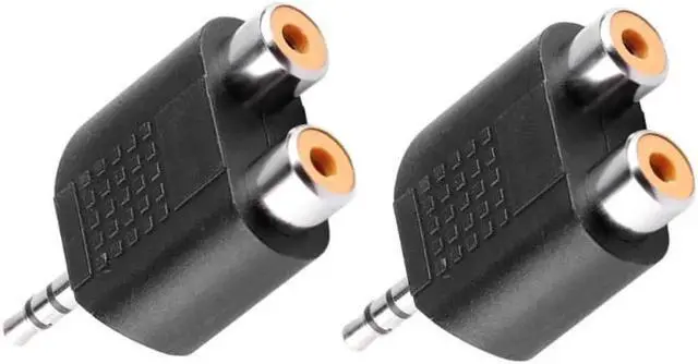 Main image of 2Pcs 3.5mm Male to 2 RCA Female 3.5mm Jack 1/8" TRS Y Splitter 2RCA Stereo Adapter Converter Audio Cable Connector
